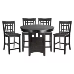 Modern Dark Cherry 5pc Dining Set Rectangular Table With Extension Leaf and 4 Upholstered Chairs For Dining Room