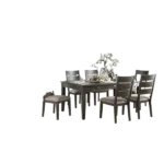 Modern Gray Finish 7pc Dining Set Rectangular Drawers Table with 6  Chairs Upholstered Seat For Dining Room