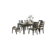Modern Gray Finish 7pc Dining Set Rectangular Drawers Table with 6  Chairs Upholstered Seat For Dining Room
