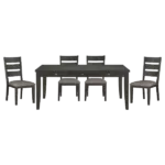 Modern Gray Finish 5pc Dining Set Rectangular Drawers Table with 4 Chairs Upholstered Seat For Dining Room