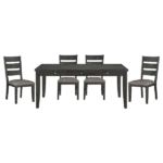 Modern Gray Finish 5pc Dining Set Rectangular Drawers Table with 4 Chairs Upholstered Seat For Dining Room