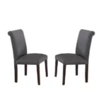 Contemporary Blue Grey Polyfiber 7pc Rectangular Dining Set  with 6 Upholstery Chairs For Dining Room