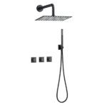 Combo Set Wall Mounted Rainfall Shower Head System in Matte Black