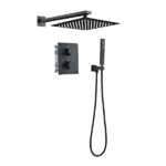10 inch Modern Rainfall Bathroom Shower Faucet System with Adjustable Water Flow and Matt Black Finish