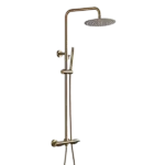 Brushed Gold Rain Shower Head Faucet Set with Adjustable Slide Bar and Shower Valve