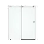 60 in. W x 76 in. HSliding Frameless Shower Door in Matte Black with Clear Glass