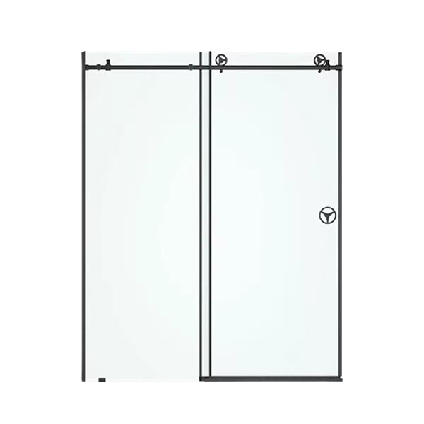 60 in. W x 76 in. HSliding Frameless Shower Door in Matte Black with Clear Glass