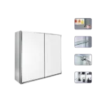 30x26 Inch Double-Door Mirror Medicine Cabinet - Versatile Surface Mount or Recessed Installation, Aluminum Craftsmanship, Elevating Functionality and Style in Your Space.