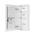 15" W x 26" H White Beveled Edge Single-Door Bathroom Medicine Cabinet with Mirror, Recessed or Surface Mount Bathroom Wall Cabinet