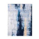 ZARA Collection Abstract Design Gray Blue Yellow Machine Washable Super Soft Area Rug