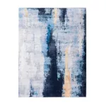 ZARA Collection Abstract Design Gray Blue Yellow Machine Washable Super Soft Area Rug