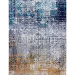 ZARA Collection Abstract Design Turquoise Gray Rust Machine Washable Super Soft Area Rug