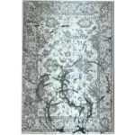 Penina Luxury Area Rug in Gray with Silver Circles Abstract Design