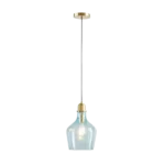 7.9 in. 1-Light Island Pendant Light Farmhouse Rustic Hanging Light with Blue Glass Shade For Indoor