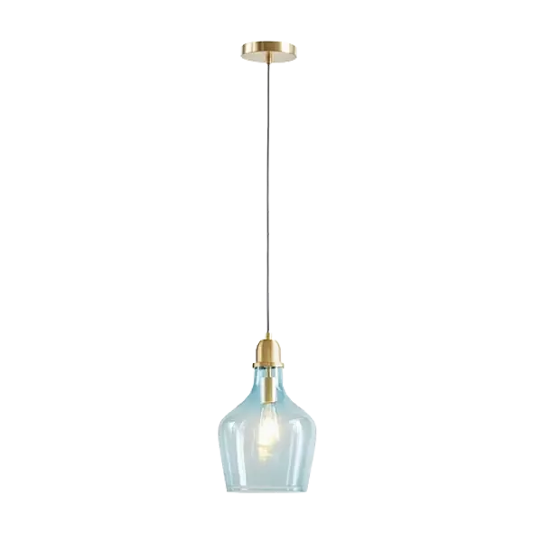 7.9 in. 1-Light Island Pendant Light Farmhouse Rustic Hanging Light with Blue Glass Shade For Indoor