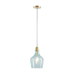 7.9 in. 1-Light Island Pendant Light Farmhouse Rustic Hanging Light with Blue Glass Shade For Indoor