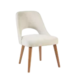 Modern Brown Solid Wood Dining Chairs With Beige Fabric Seats For Dining Room