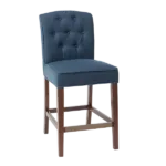 Modern Navy Blue Fabric Tufted Counter Stool of Wooden Frame For Dining Room