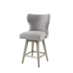 Modern Grey Solid Wood Counter Stool of High Wingback With Nail Head For Dining Room