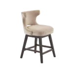 Modern Beige Fabric and Solid Wood Counter Stool Ideal For Dining Room