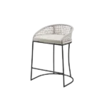 Modern Natural Metal Base Counter Stool With Low Rope Back For Dining Room