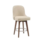 Modern Natural Solid Wood Upholstered Tufted Counter Height Stool For Dining Room