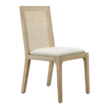 Modern Set of 2 Natural Solid Wood Dining Chairs With Cane Back For Dining Room