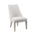 Modern Set of 2 Ivory Upholstered Solid Wood Dining Chairs with High Back For Dining Room