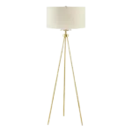 61.25 in. Metal Tripod Floor Lamp with Linen Shade in Gold