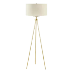 61.25 in. Metal Tripod Floor Lamp with Linen Shade in Gold
