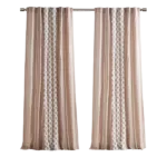 Imani Cotton Printed Curtain Panel with Chenille Stripe and Lining