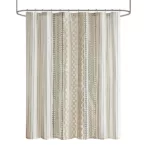 Imani Cotton Printed Shower Curtain with Chenille