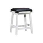 Modern Antique White Solid Wood Stool with Black Leather Seat For Dining Room