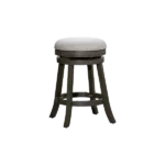 Modern Grey Solid Wood Stool with Charcoal Fabric Seat For Dining Room