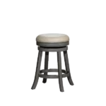 Modern Gray Solid Wood Stool with French Grey Leather Seat For Dining Room