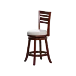 Modern Cherry Finish Solid Wood Stool with Beige Fabric Seat For Dining Room