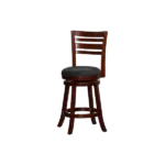 Modern Cherry Finish Solid Wood Slat Back Stool with Comfortable Charcoal Fabric Seat For Dining Room