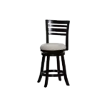 Modern Espresso Solid Wood Slat Back Stool with Beige Fabric Seat For Dining Room