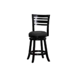 Modern Espresso Solid Wood Full Back Stool with Charcoal Fabric Seat For Dining Room