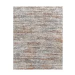 Ezra Ivory, Blue, Orange, and Rust Olefin Shag Area Rug 8x10
