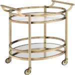 Storage Cart with 2 Tier Design and Metal Frame, Gold