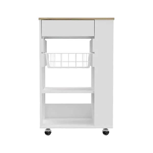 Prospect 5-Shelf 1-Drawer Kitchen Cart White and Light Oak