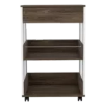 Dering 1-Drawer 2-Shelf Kitchen Cart with Caster White and Dark Walnut