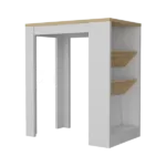 DeSoto Wine Storage Pedestal Kitchen Island White and Macadamia