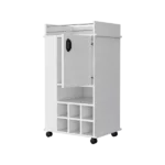 Allandale 1-Door Bar Cart with Wine Rack and Casters White