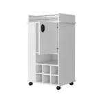 Allandale 1-Door Bar Cart with Wine Rack and Casters White