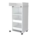 Willow Park Glass Door Bar Cart with Bottle Holder and Casters White