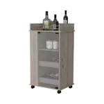 Willow Park Glass Door Bar Cart with Bottle Holder and Casters Light Gray