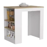 Highlands Kitchen Island with Storage Base in White and Macadamia