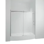 48" W x 35" D x 76" H Semi-Frameless Square Shower Enclosure with Double Sliding Door in Brushed Nickel